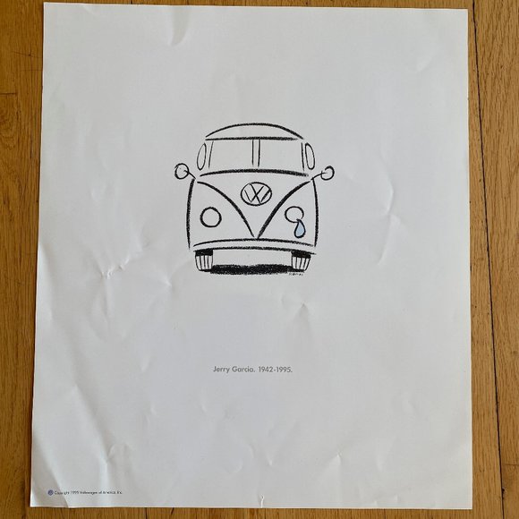 Jerry Garcia crying VW Bus Print Siboldi Tribute Poster
